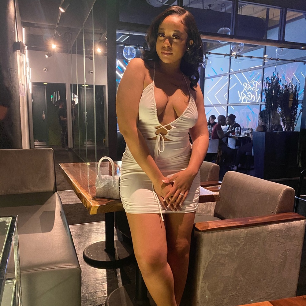 White spaghetti strap mini dress
